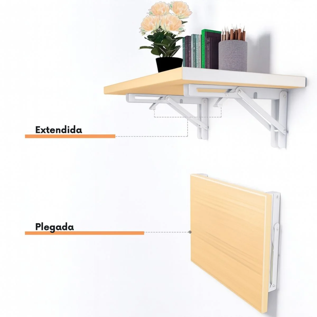 Soporte Brazo Plegable De Repisas Metalico De 16" (40.64 Cm) De Acero Laminado En Frío Para Repisas, Estantes. Escuadra Abatible Color Blanco.  (Se Vende Por Unidad) - Image 3