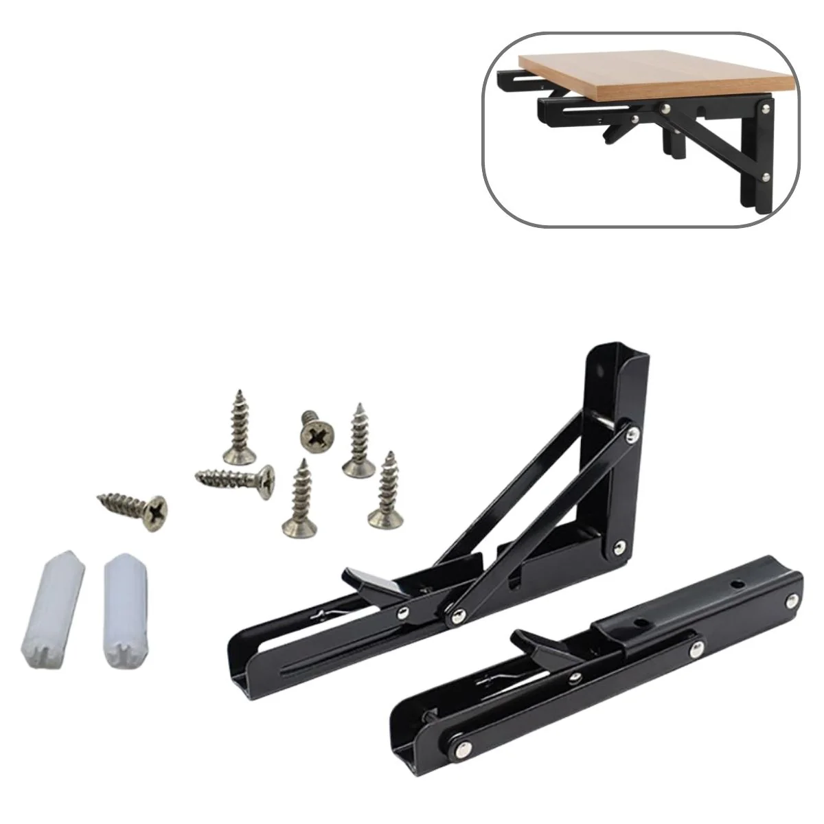 Soporte Brazo Plegable De Repisas Metalico De 20" (50.8 Cm) De Acero Laminado En Frío Para Repisas, Estantes. Escuadra Abatible Color Negro.  (Se Vende Por Unidad) - Image 2