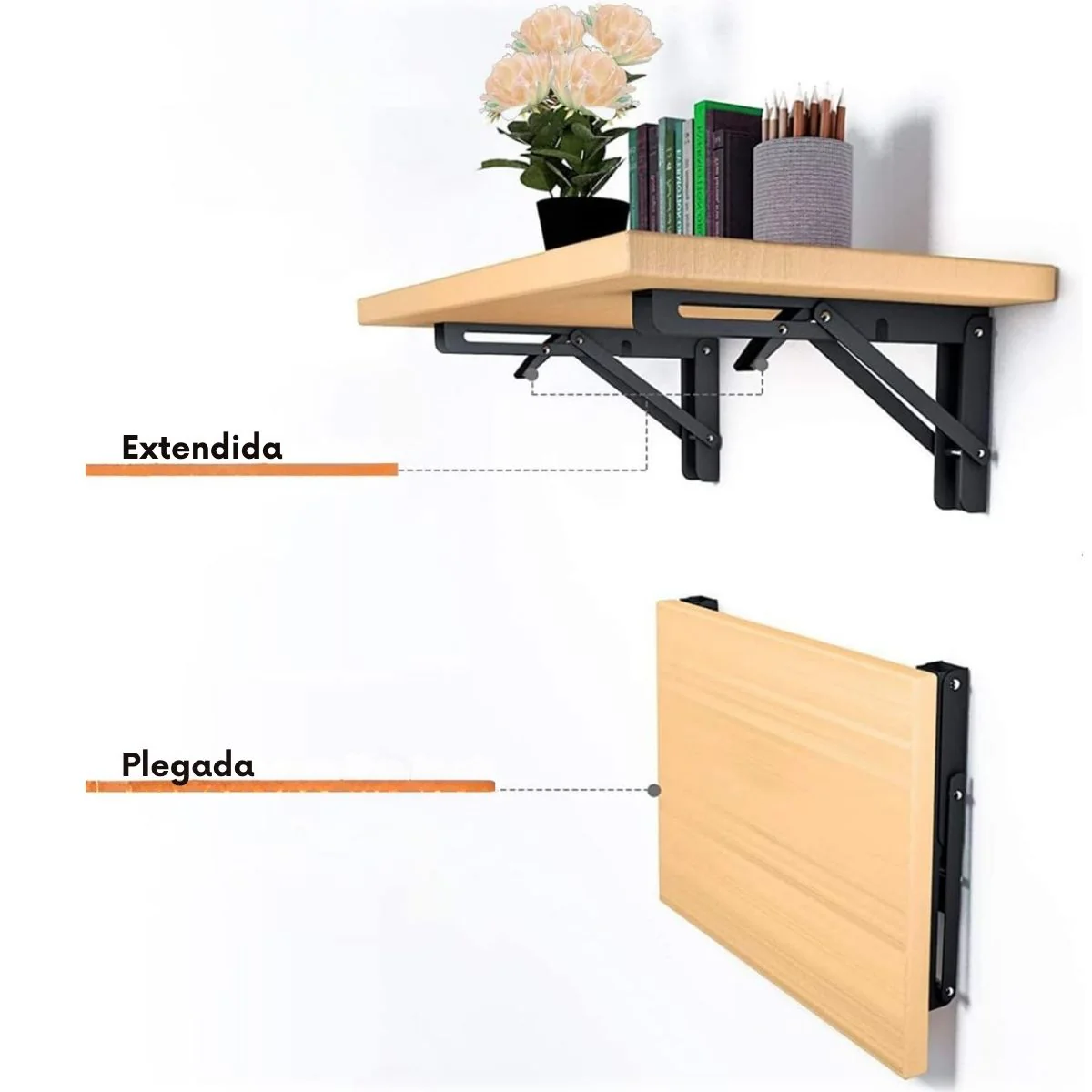 Soporte Brazo Plegable De Repisas Metalico De 20" (50.8 Cm) De Acero Laminado En Frío Para Repisas, Estantes. Escuadra Abatible Color Negro.  (Se Vende Por Unidad) - Image 3