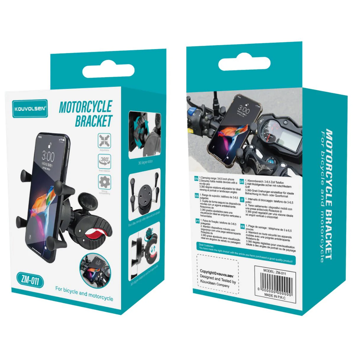 Soporte De Celular Para Moto Y Bicicleta. Porta Celular Ajustable 360° Para Manubrio. Sujeción Antivibración Compatible 3.6" A 6.5". - Image 2