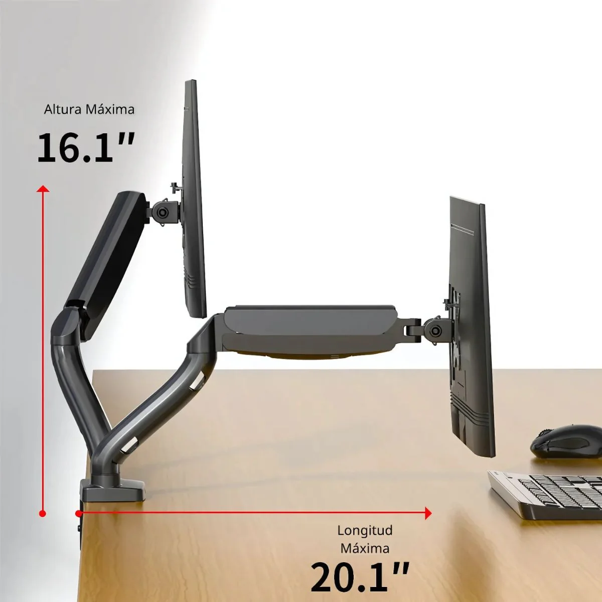 Soporte De Monitor Doble. Brazo Ergonómico Para Pantallas De Hasta 27” Con Montaje De Escritorio. Ideal Para Oficina Y Gaming. - Image 5