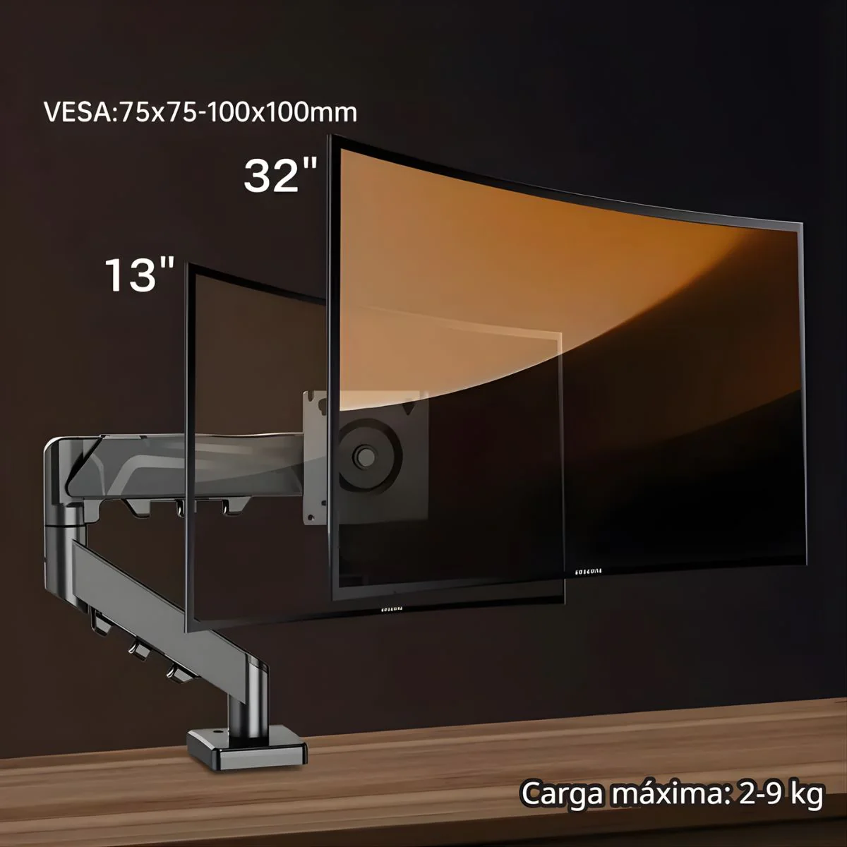 Soporte De Monitor Para Escritorio Con Brazo Articulado. Para Pantallas De Hasta 32”. Soporta Hasta 9Kg. Ideal Para Oficina Y Gaming. - Image 3