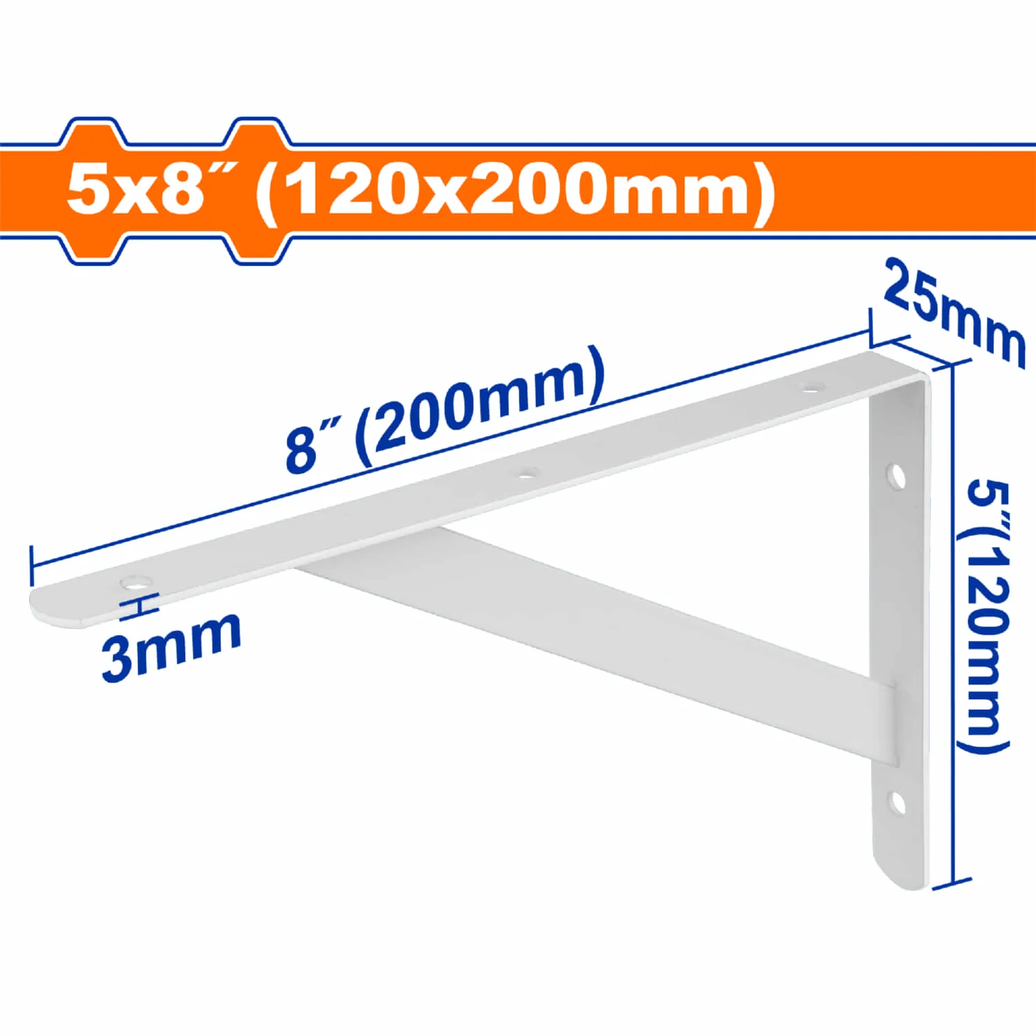 Soporte De Repisa Reforzado 5X8" Capac: 100 Kg. Espesor: 3Mm. 6 Puntos De Fijación.