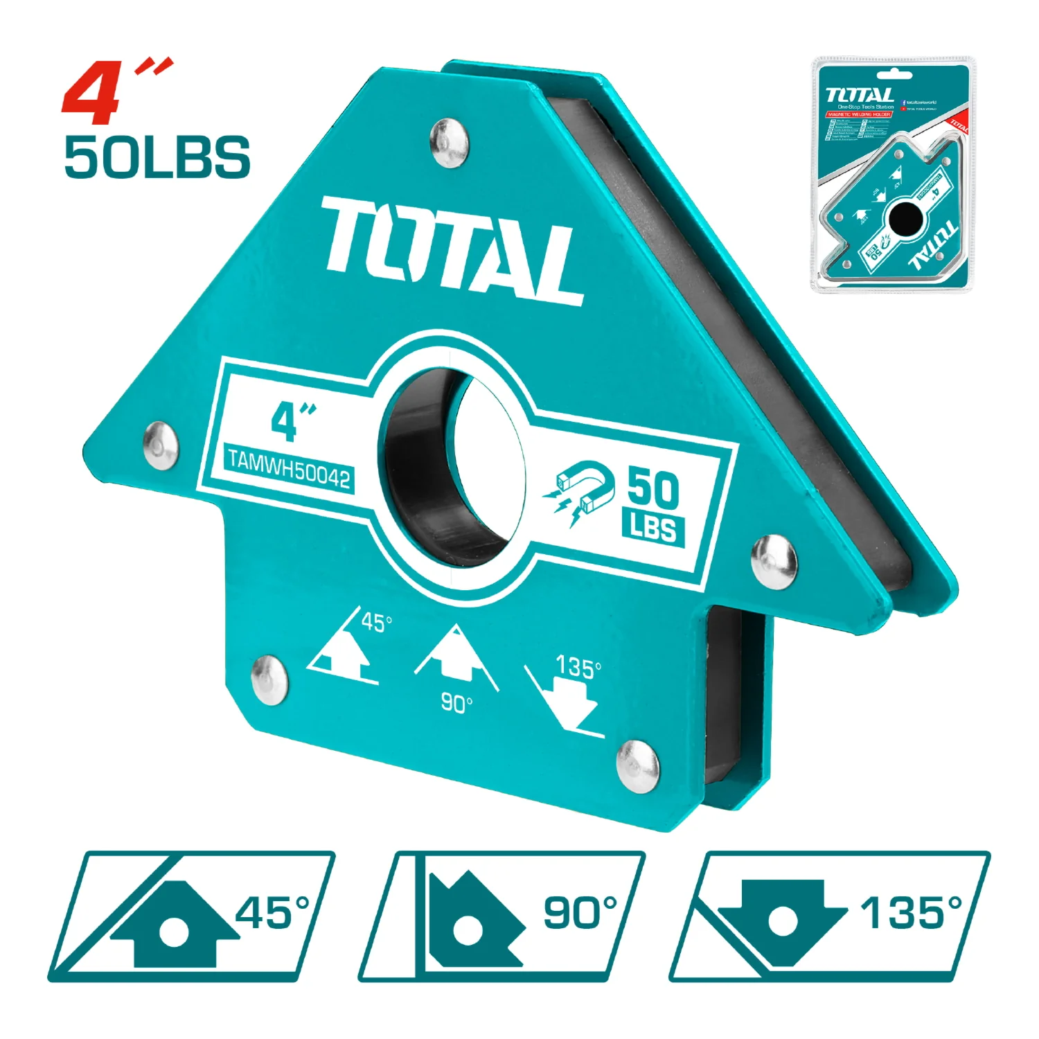 Soporte De Soldadura Escuadra Magnetica De 4". Fuerza De Traccion 50 Lbs. Angulo 45° - Image 2