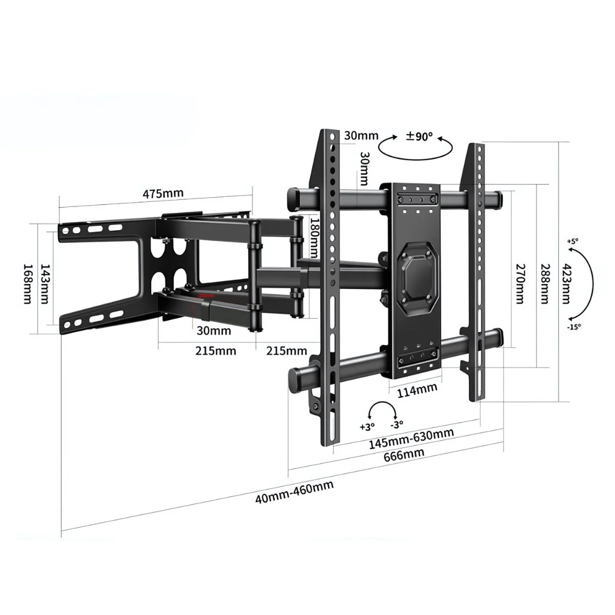 Soporte De TV De Pared Ajustable Para Pantallas 37-80” Con Ajuste De Inclinación +5° A -15° Y VESA 150X150 A 600X400 Mm. - Image 3