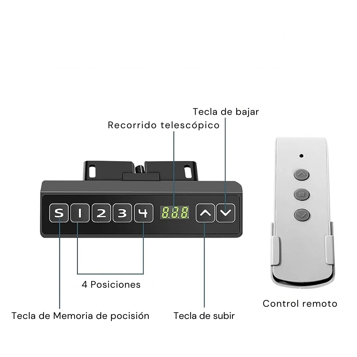 Soporte De TV Oculto Con Altura Motorizado Automático 22.6 - 44.9” (57.5Cm – 1.2 Mts) Con Control Remoto. Elevador De TV Automático. Para Monitores 42-70”. - Image 4