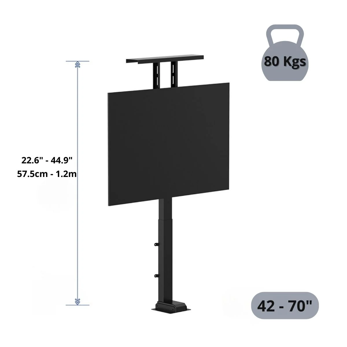 Soporte De TV Oculto Con Altura Motorizado Automático 22.6 - 44.9” (57.5Cm – 1.2 Mts) Con Control Remoto. Elevador De TV Automático. Para Monitores 42-70”. - Image 6