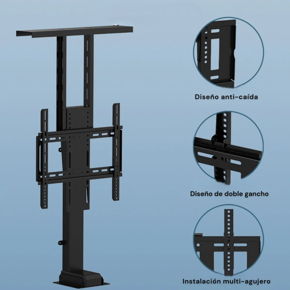 Soporte De TV Oculto Con Altura Motorizado Automático Ajustable 27.9 - 63.4” (71Cm – 1.6 Mts) Con Control Remoto. Elevador De TV Automático. Para Monitores 42-70”. - Image 3