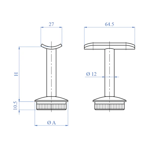 Soporte Fijo De Corremanos. Para Tubo De 42.4 Mm. Acabado Espejo316. - Image 2