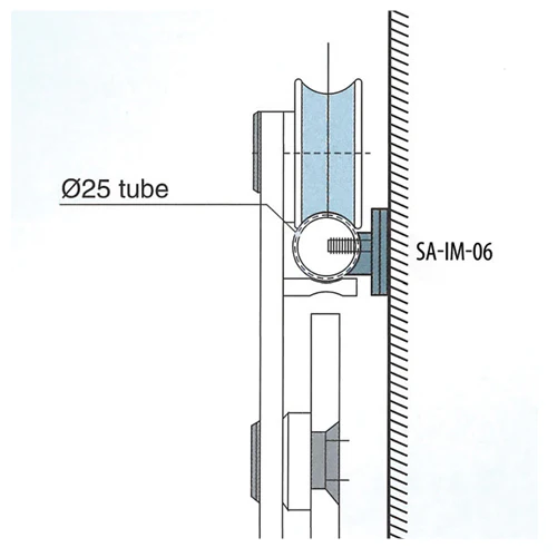 Soporte Muro Tubo Para Rodaja Slider Slider Con Pin (Para Usar Con Rodajas S34IM). Satinado SS304 - Image 2