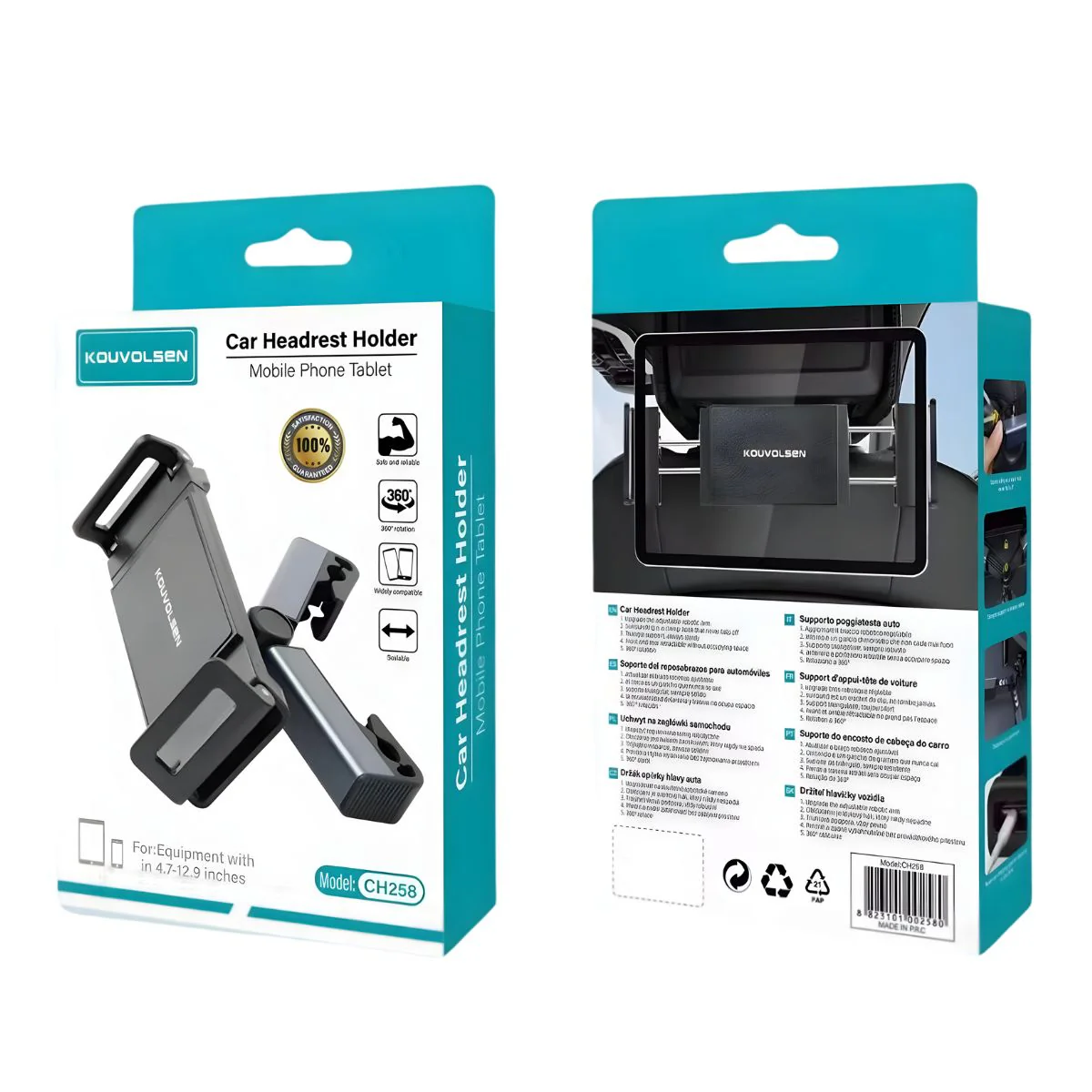 Soporte Para Celular Y Tablet Para Cabecera De Auto. Porta Teléfono Ajustable Con Brazo Extensible Y Rotación 360° Para Asiento Trasero. - Image 2