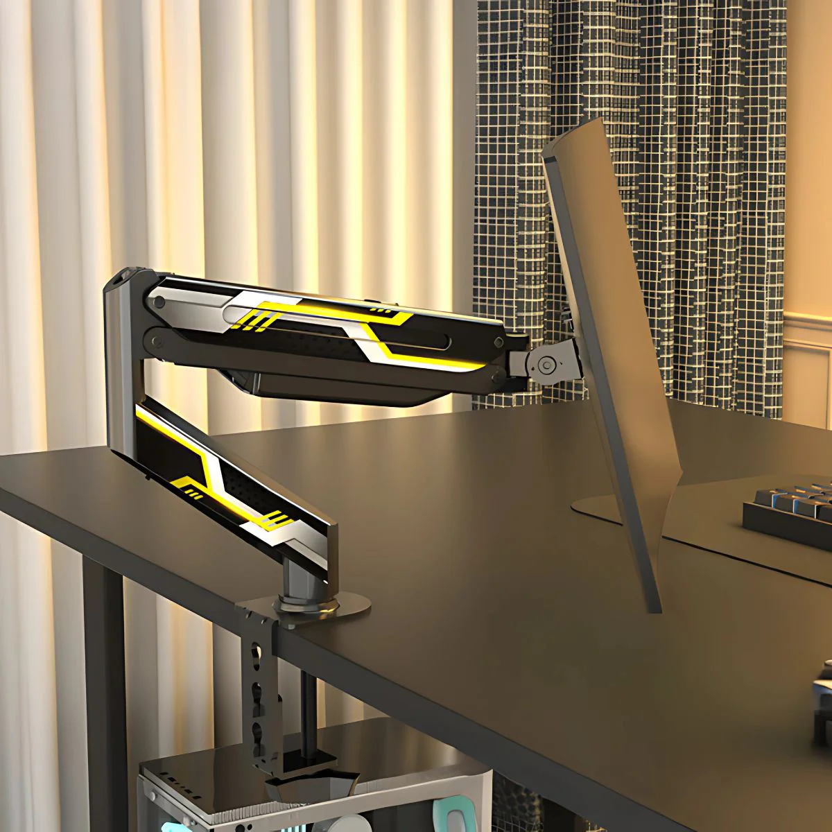 Soporte Para Monitor Computadora Ergonómico Para Pantallas De Hasta 32”. Brazo Articulado Ajustable 360°. Ideal Para Oficina Y Gaming.