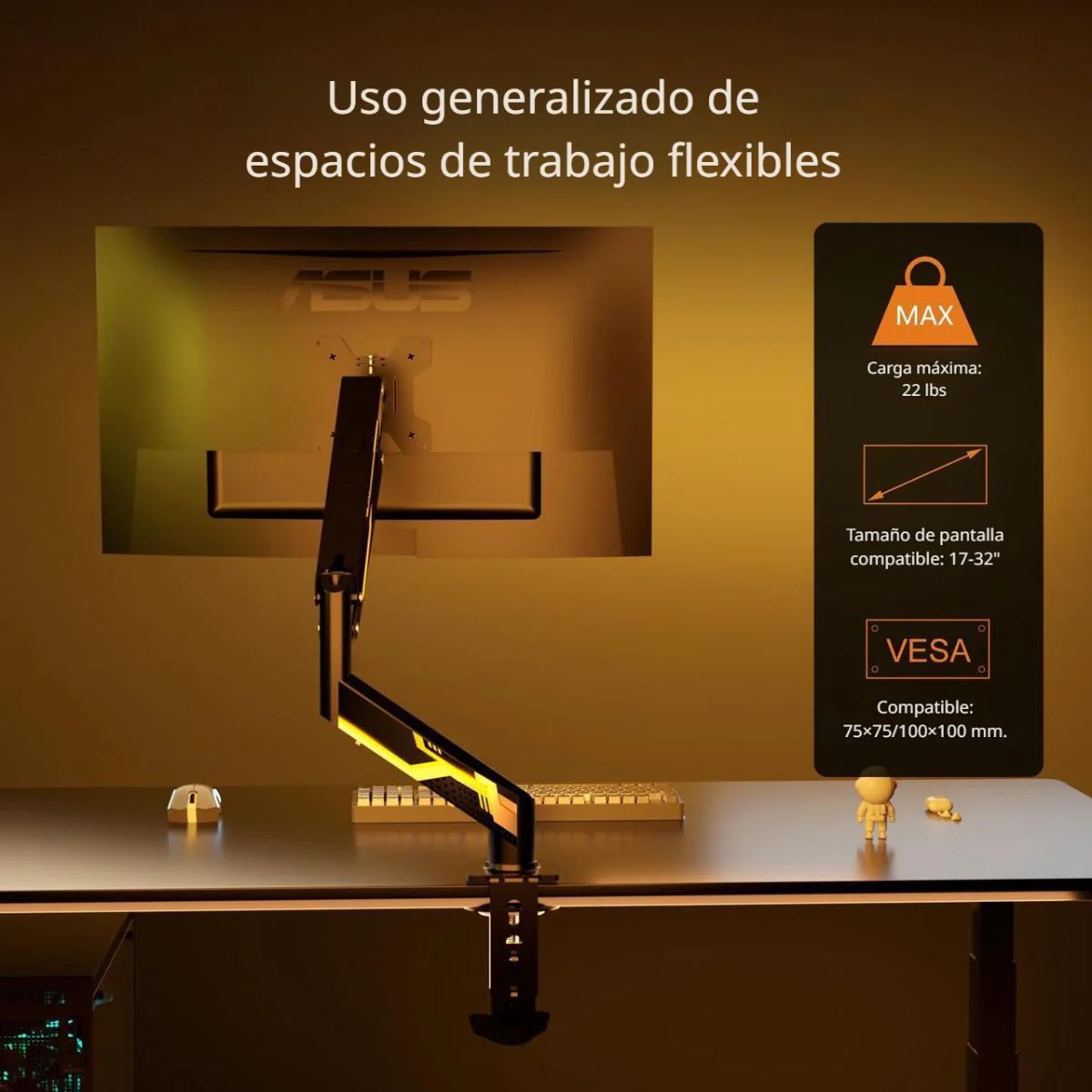 Soporte Para Monitor Computadora Ergonómico Para Pantallas De Hasta 32”. Brazo Articulado Ajustable 360°. Ideal Para Oficina Y Gaming. - Image 4