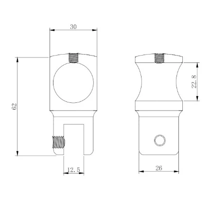 SOPORTE TUBO VIDRIO. ALTA CALIDAD. PRISIONERO DE M5 X 10 MM. - Image 2