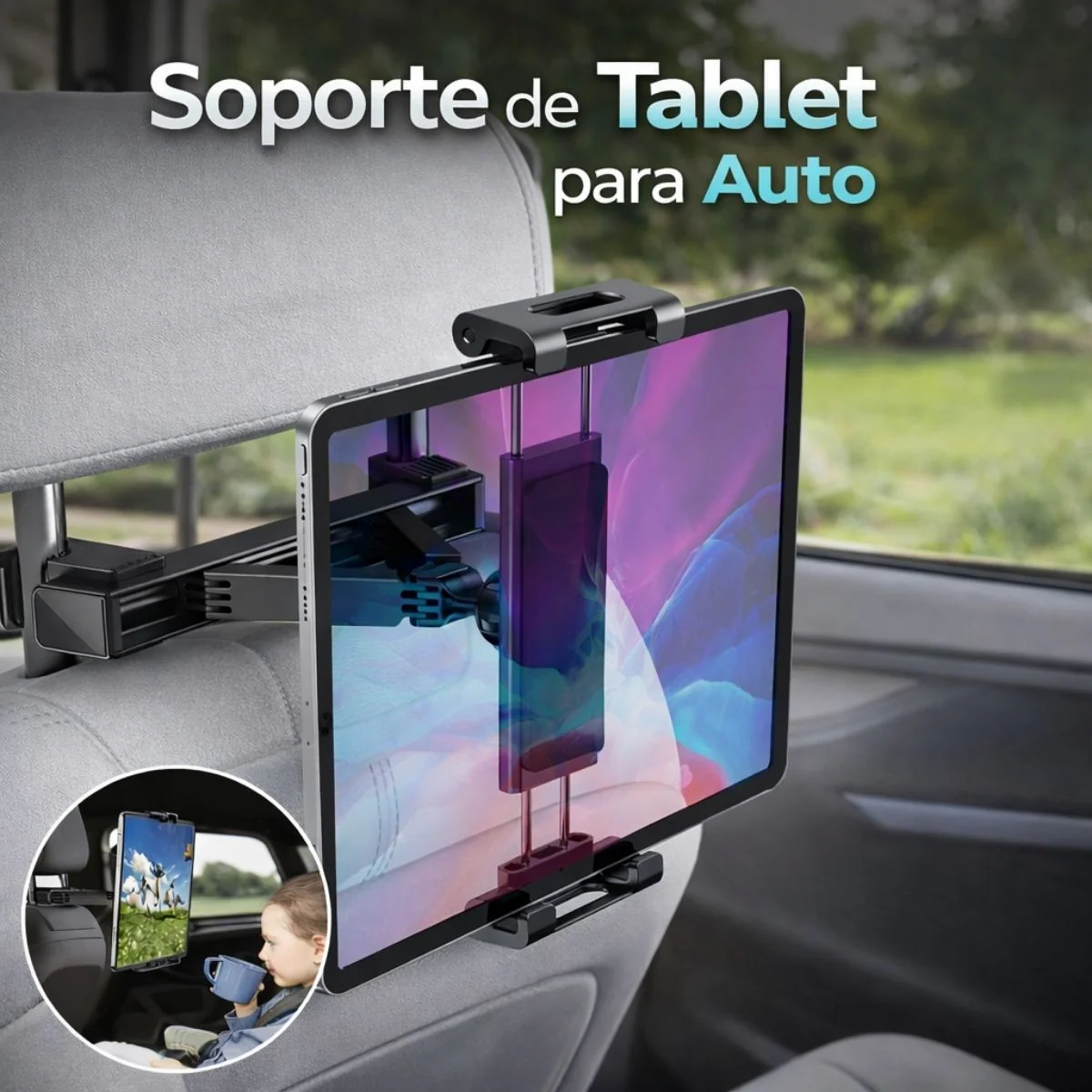 Soporte Universal Para Tablet Y Celular Para Reposacabezas De Auto Ajustable 360°. Soporte Para Ipads Y Celulares Para Dispositivos Hasta 12"
