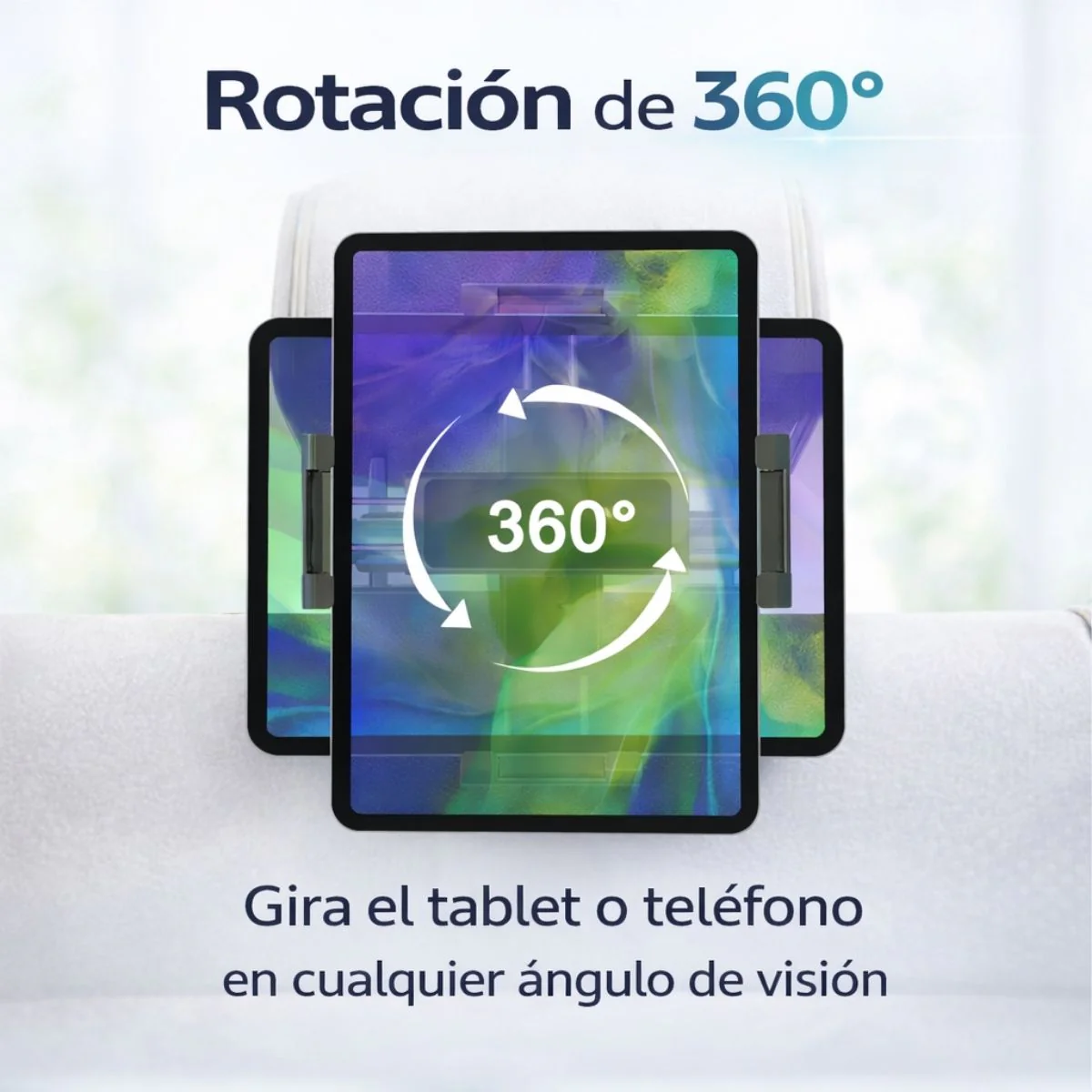 Soporte Universal Para Tablet Y Celular Para Reposacabezas De Auto Ajustable 360°. Soporte Para Ipads Y Celulares Para Dispositivos Hasta 12" - Image 2