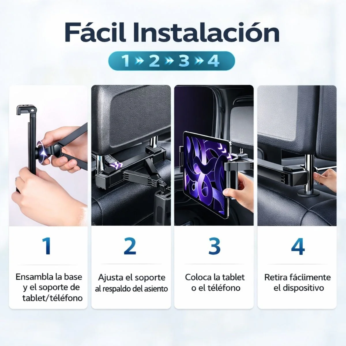 Soporte Universal Para Tablet Y Celular Para Reposacabezas De Auto Ajustable 360°. Soporte Para Ipads Y Celulares Para Dispositivos Hasta 12" - Image 4