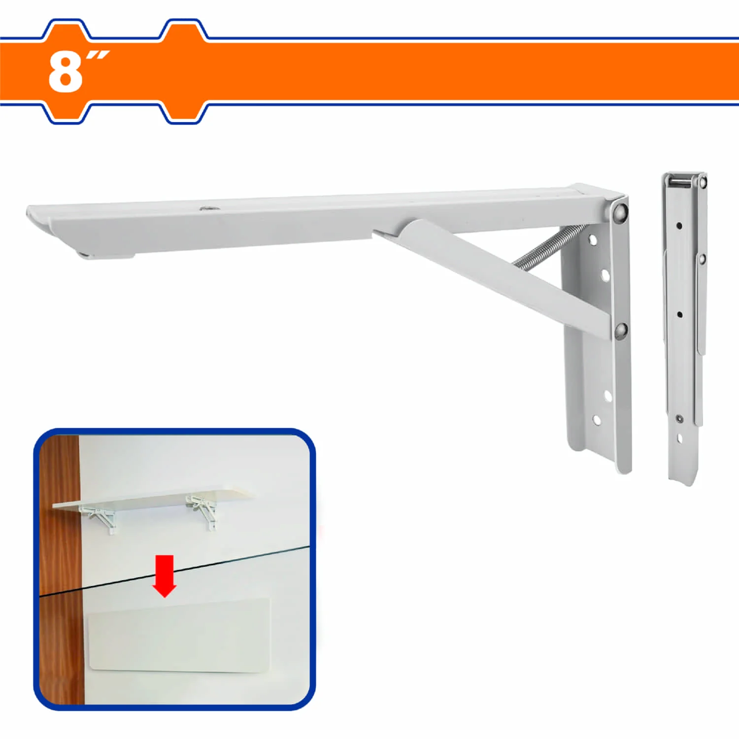 Soportes De Repisas Plegable  Blanco 1.4Mm Capac 30Kg 8 Puntos De Fijacion. No Incluye Accesorios. Pie De Amigo. - Image 2