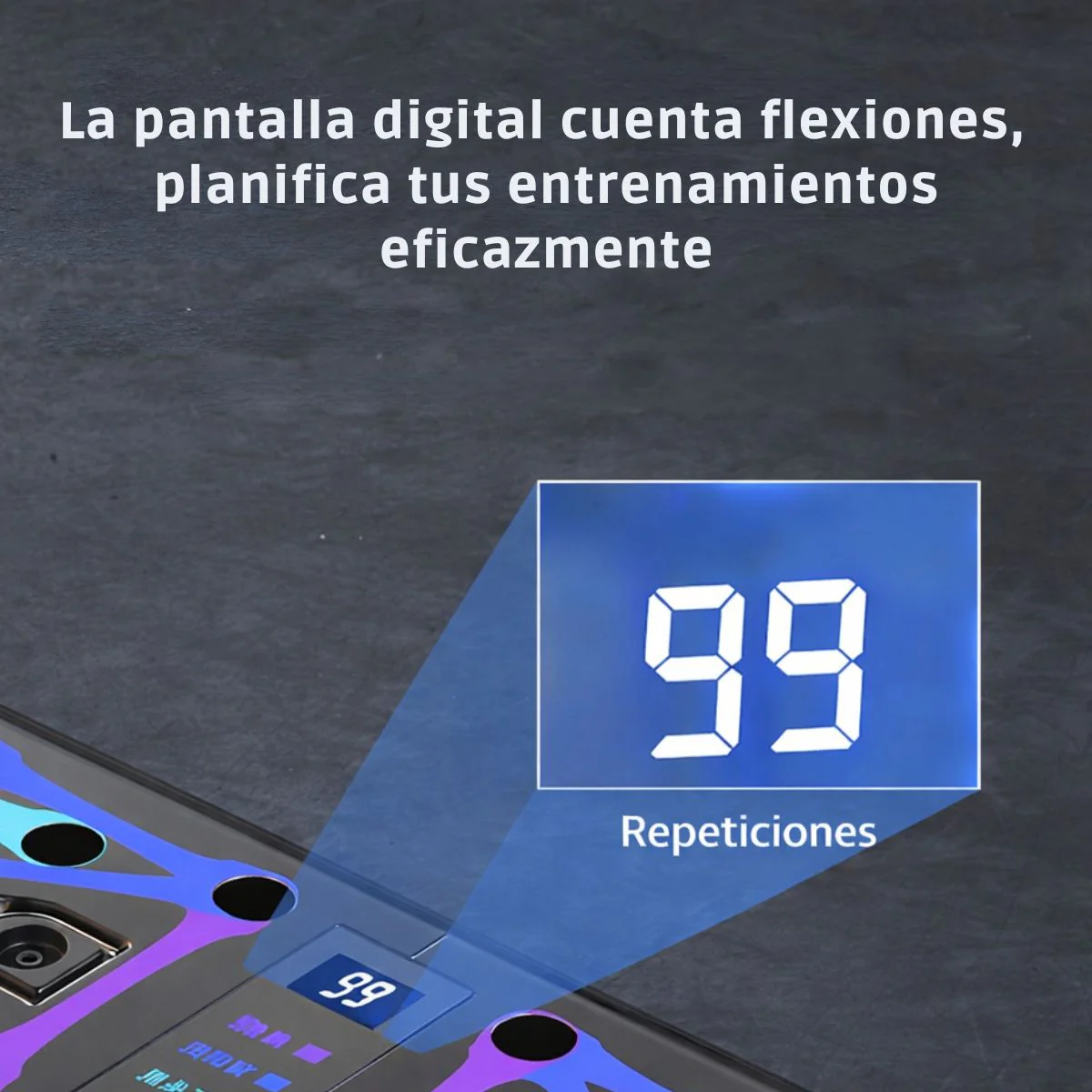 Tabla De Flexiones Puh Ups Inteligente Con Pantalla LCD Y Conteo Digital Con Empuñaduras Antideslizantes. Tabla Plegable De Entrenamiento (87X20 Cm). Color Negro. - Image 3