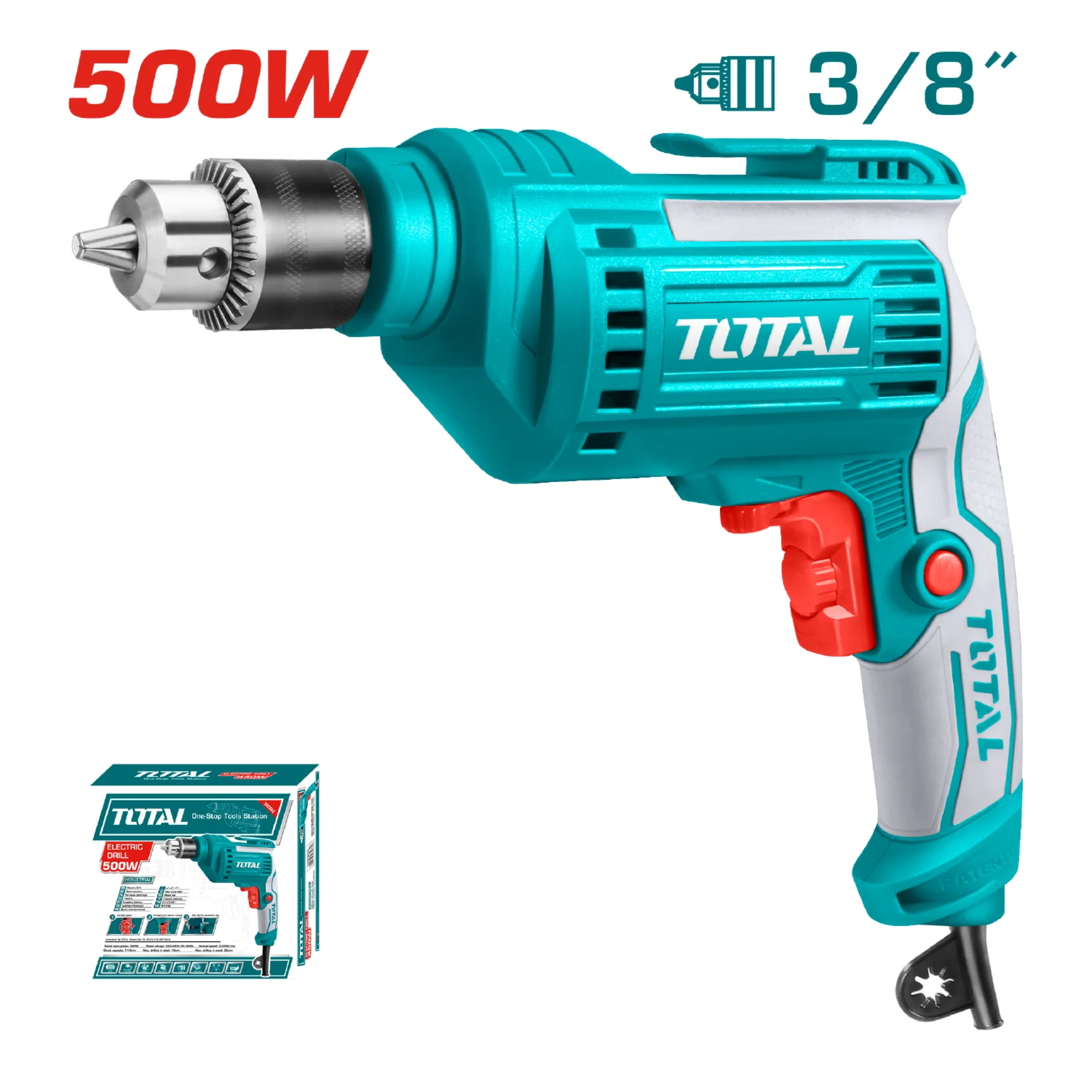 Taladro Electrico 3/8" De 500 W Con Funcion Reversible. Voltaje: 110-120V ~ 60Hz. - Image 2