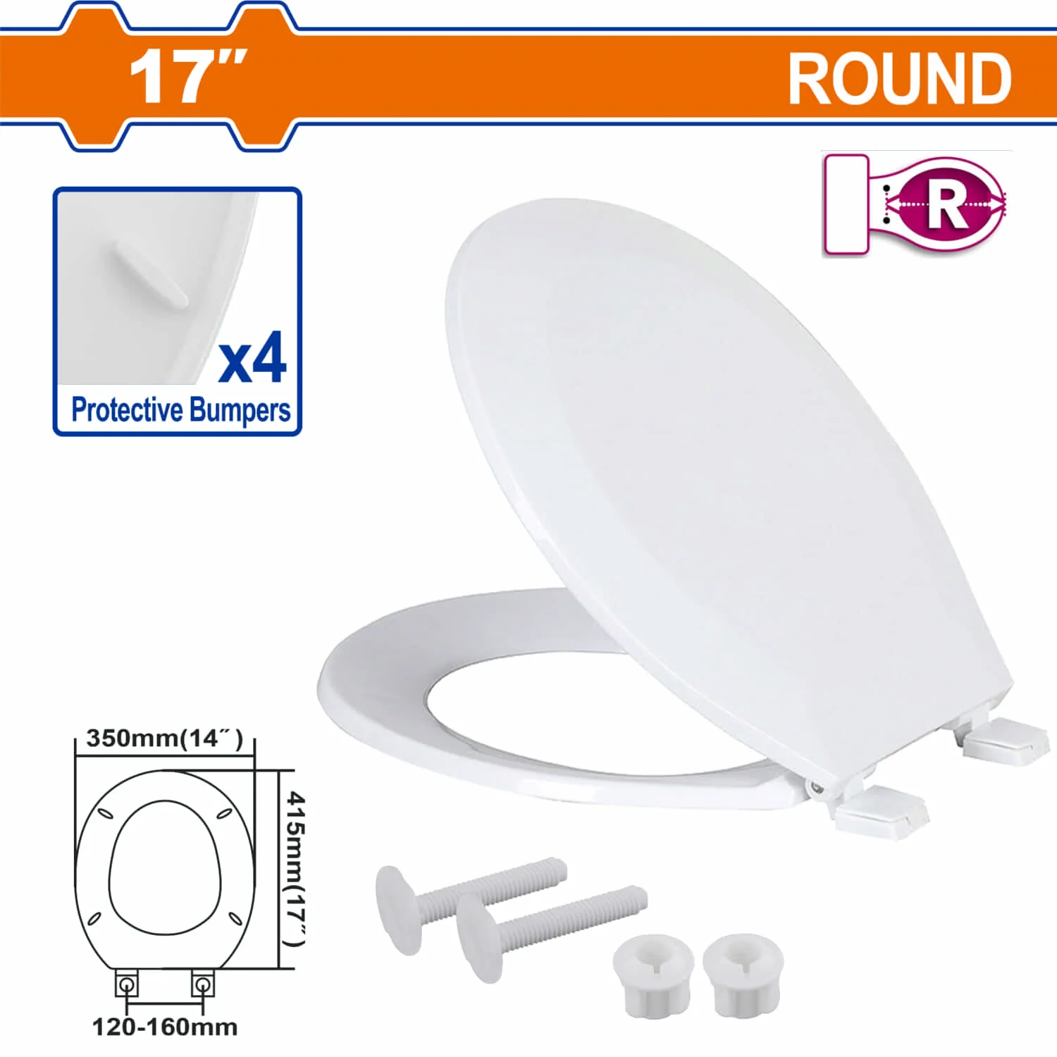 Tapa De Asiento Redondo Para Inodoro 17" Color Blanco Incluye Tornillos Y Tuercas. Tapa De Poceta.