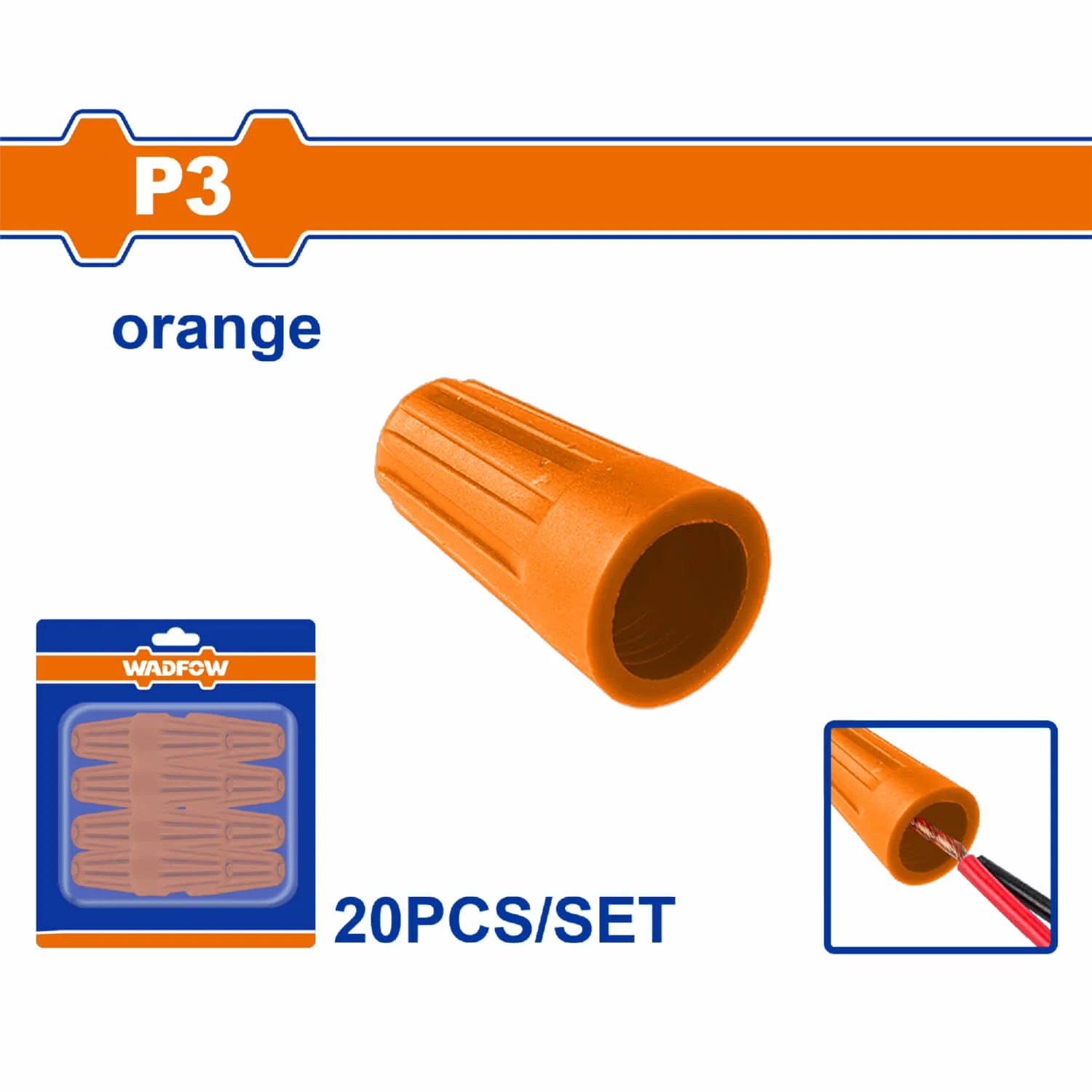 Tapa Enroscable Para Cable Electrico P3 Naranja Set 20 Piezas. Conector Empalme