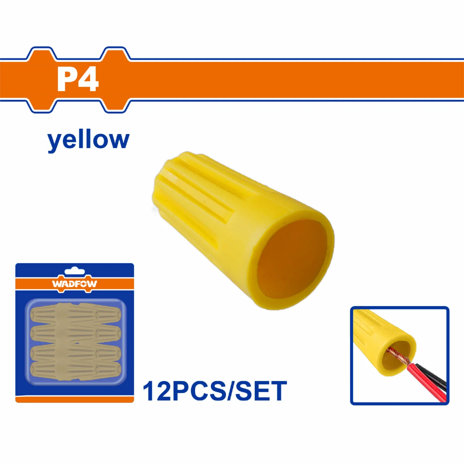 Tapa Enroscable Para Cable Electrico P4 Amarillo Set 12 Piezas. Conector Empalme