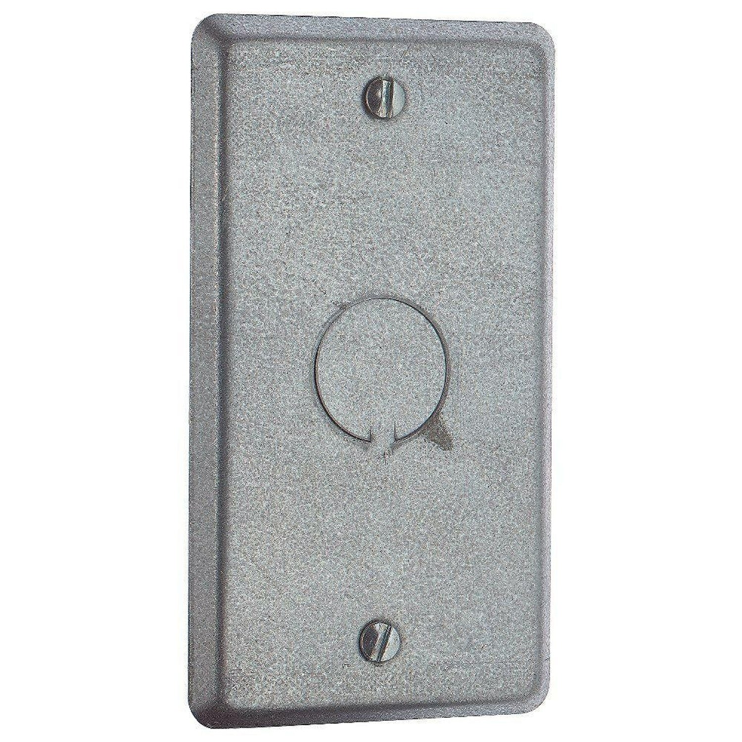 Tapa Metalica Ciega Con Hueco De 1/2 Para Cajilla De 4X2. No Incluye Tornillos. Acero Galvanizado.