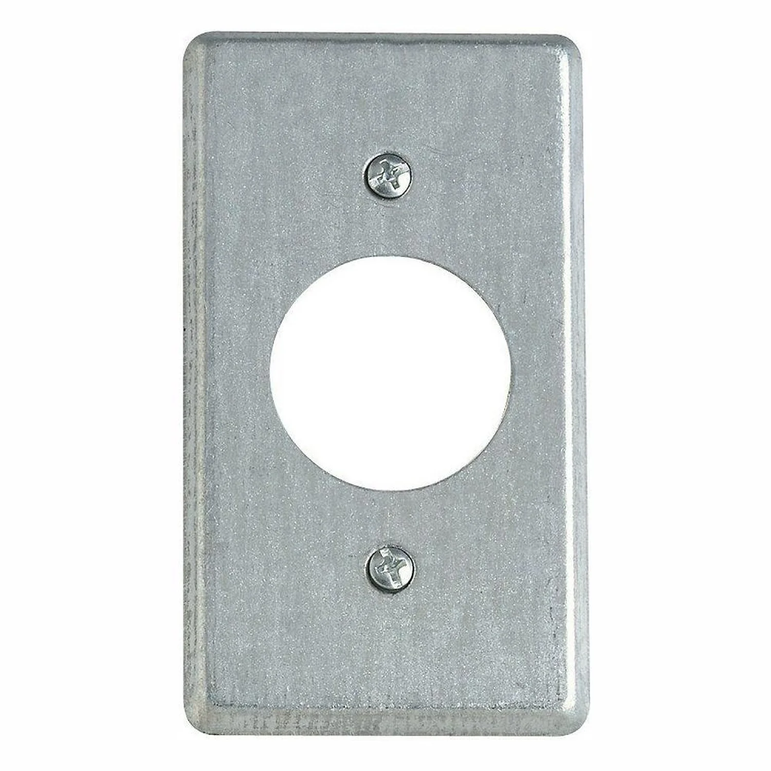Tapa Metalica Para Cajilla De 4X2 Con Hueco De Tomacorriente De 220Volt. No Incluye Tornillos.
