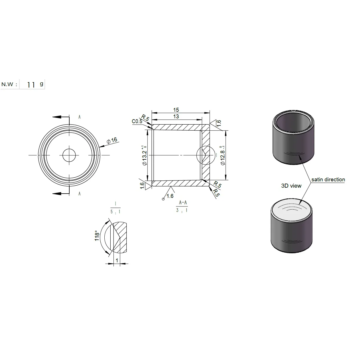 Tapa Para Tubitos De Barnda 16 X 13 Mm Espesor. 304 Brillante. - Image 3