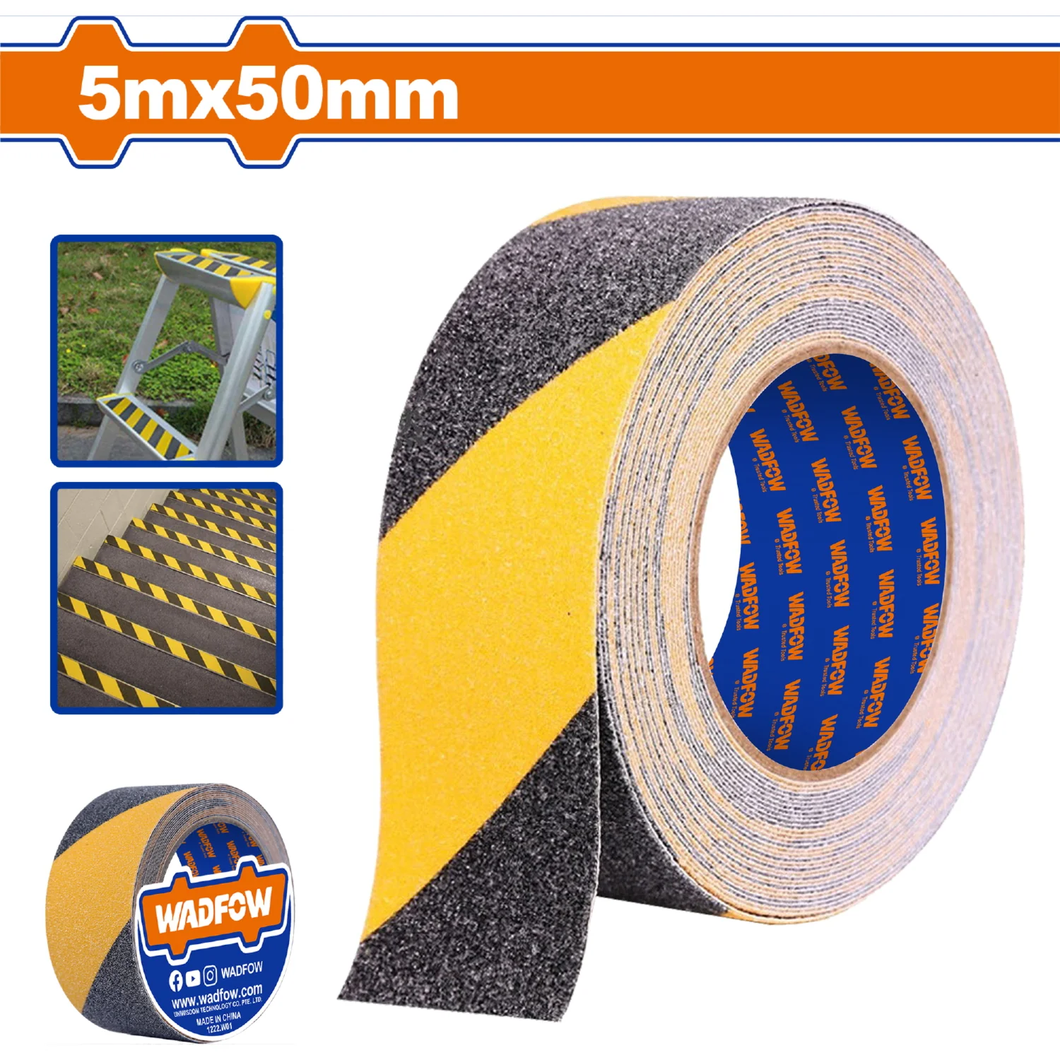 Tape Antideslizante Cinta Antiderrapante Amarillo/Negro 5Mx50mm. Esp:0.78Mm. Ideal Para Pisos,Escaleras. - Image 2