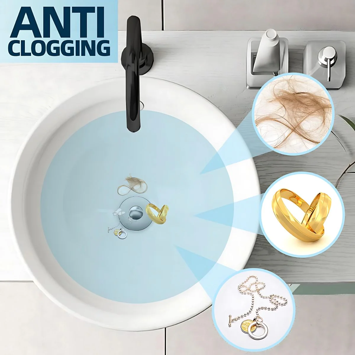 Tapón De Drenaje Lavamanos Baño. Colador Tapón De Lavabo 2 En 1. Filtro Antibloqueo Para Lavamanos. - Image 3