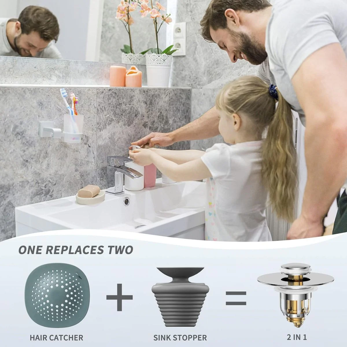 Tapón De Drenaje Lavamanos Baño. Colador Tapón De Lavabo 2 En 1. Filtro Antibloqueo Para Lavamanos. - Image 4