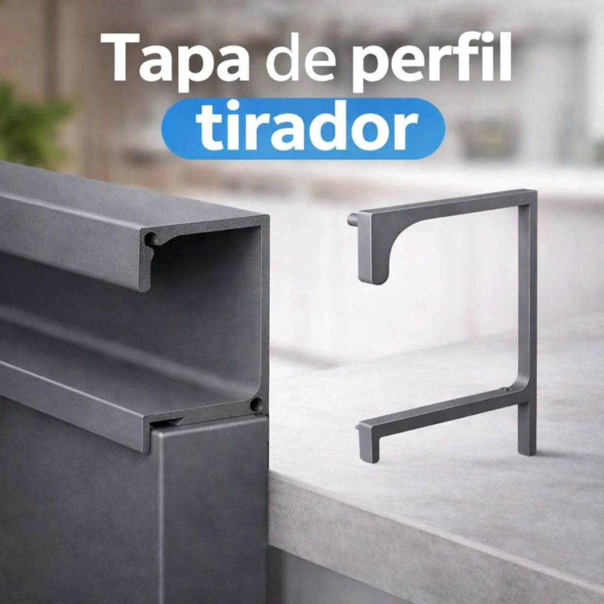 Tapón Lateral De Perfil Tirador. Tapa Para Jalador De Sellado. Color Gris. Terminal De Perfil Para Muebles Modulares Cocina.