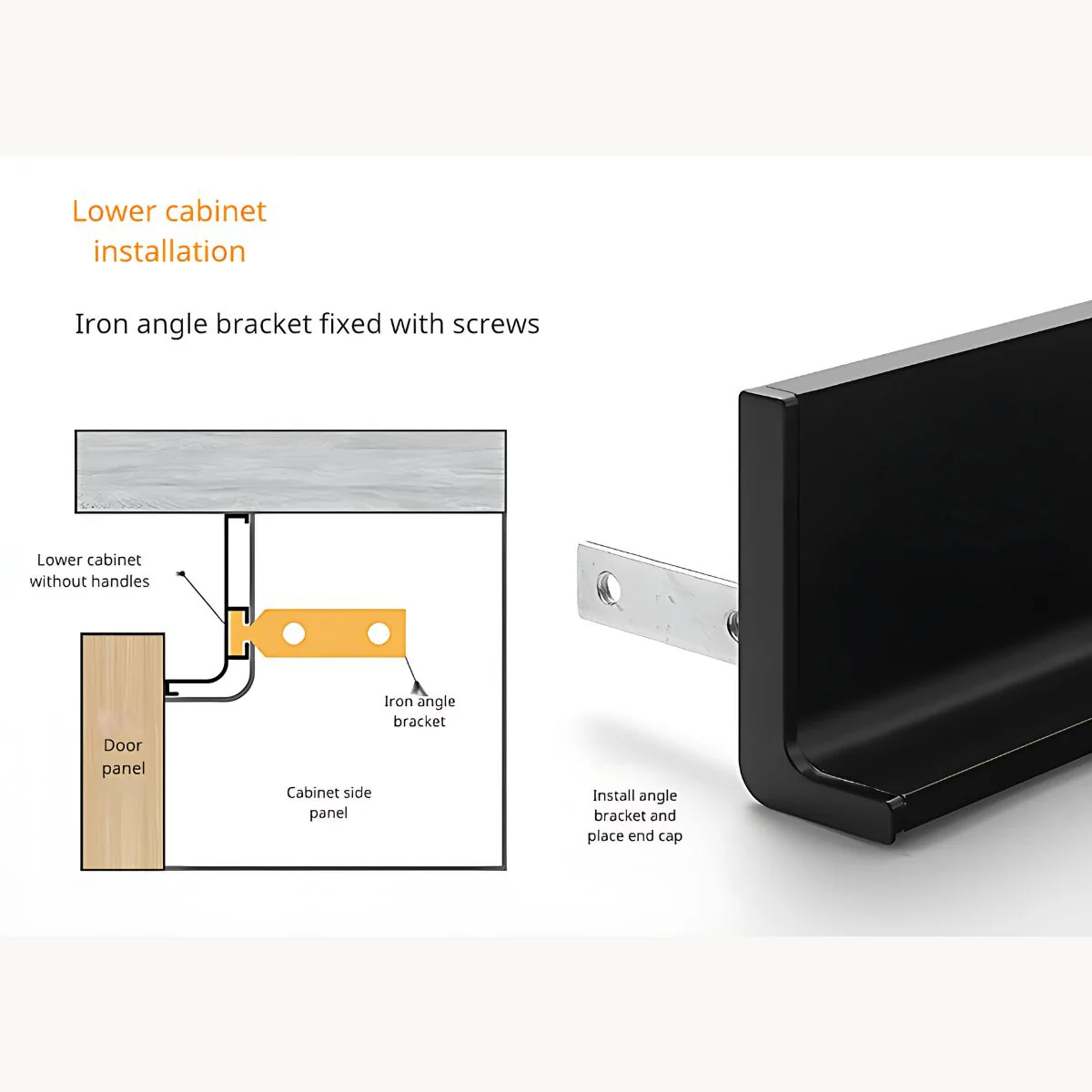 Tapón Lateral Para Perfil Gola Inferior De Gabinete (1 Par) Color Negro Mate. Terminal De Perfil Inferior Para Muebles Modulares Cocinas - Image 2