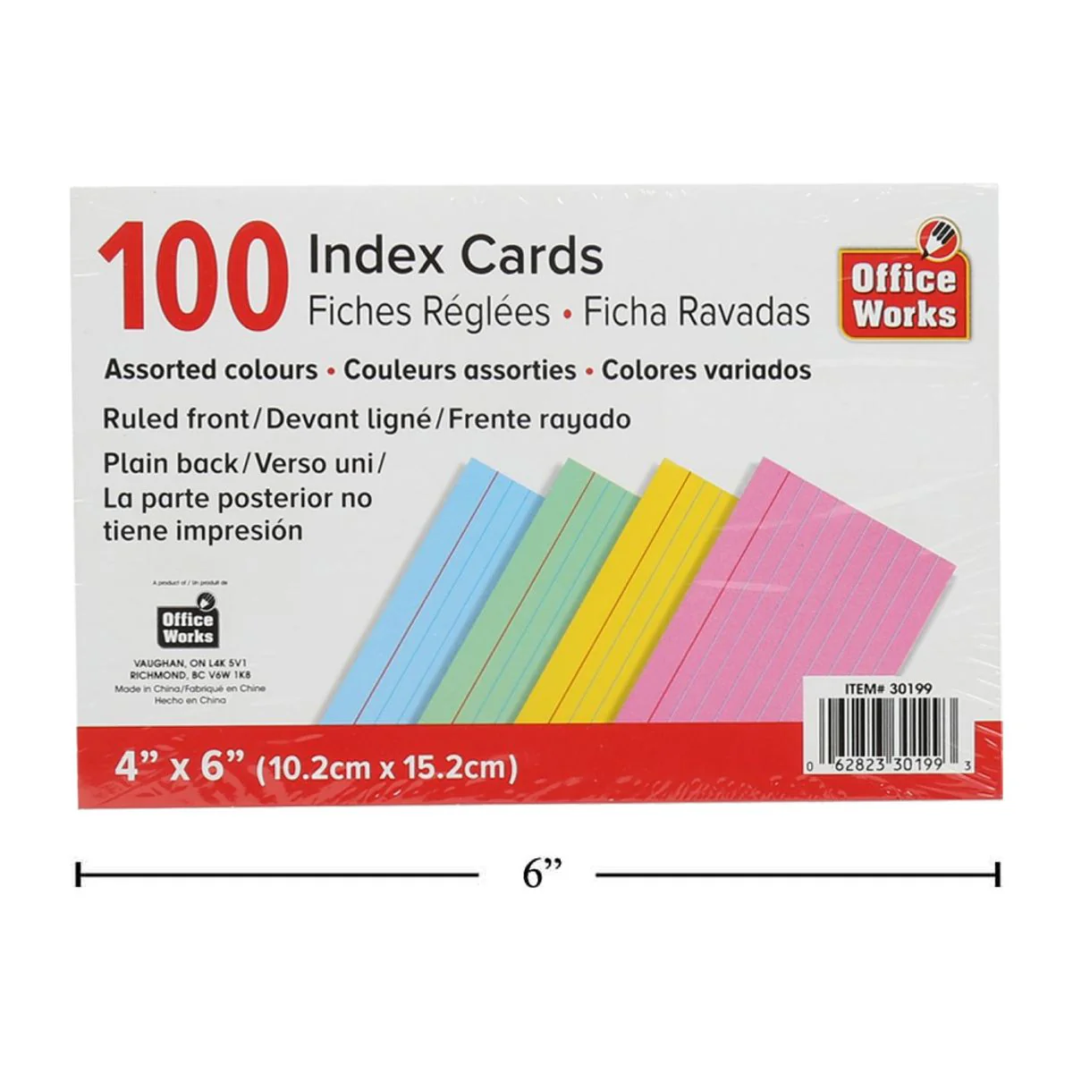 Tarjeta De Índice Con Rayas De 100 Piezas De 4X6 ", Surtidos, Envoltura Retráctil - Image 2