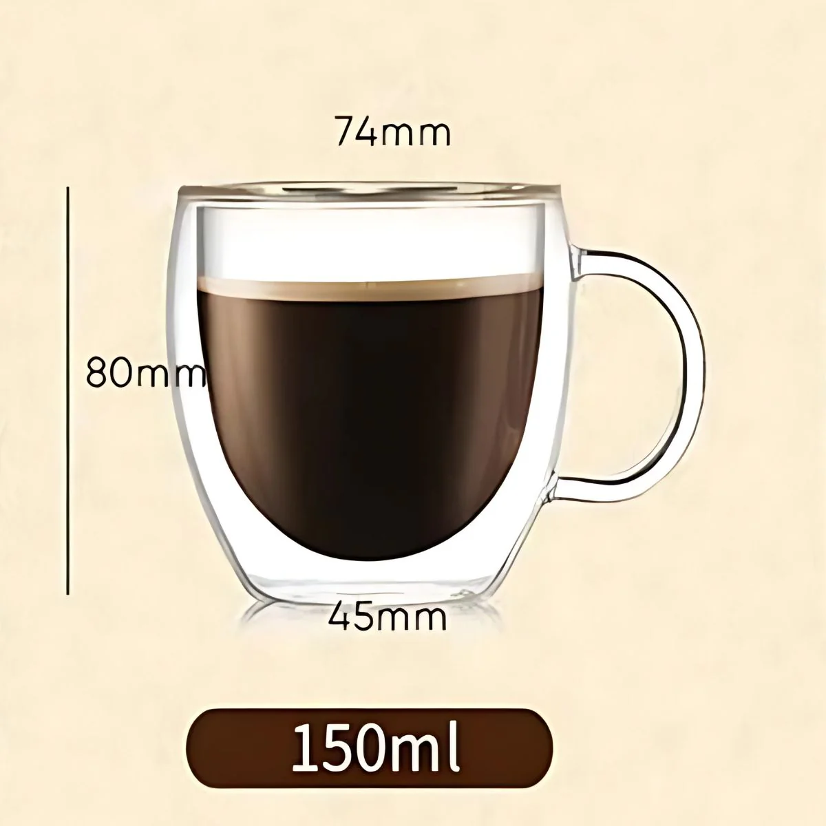 Taza De Vidrio Con Doble Pared Borosilicato. 5Oz (150Ml) Vaso Con Asa Ideal Para Bebidas Calientes. (Unidad) - Image 3