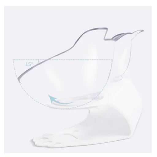 Tazón Doble Para Gatos Con Soporte. Plástico Transparente Y Soporte Blanco. - Image 2