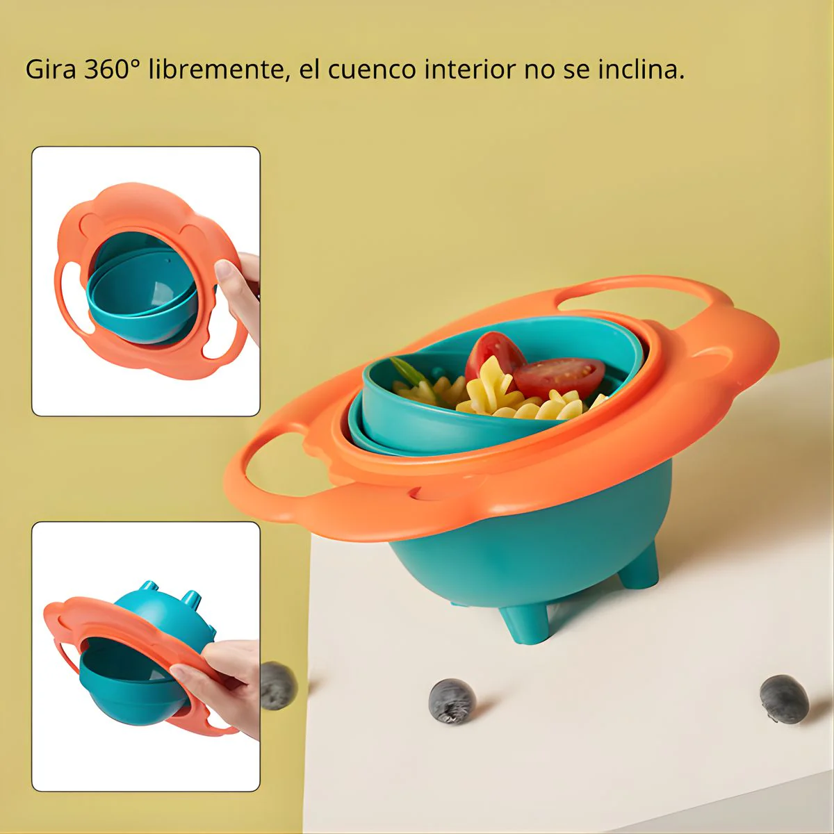 Tazón Infantil Antiderrames. Plato Giratorio 360° Con Tapa. Bowl Antivuelco Para Bebes Y Niños. - Image 2