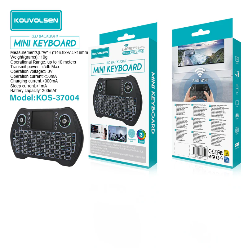 Teclado Inalámbrico Mini 2.4Ghz Con Touchpad Integrado Y Retroiluminación LED. Compatible Con Smart TV, Android, TV Box Y PC. - Image 2