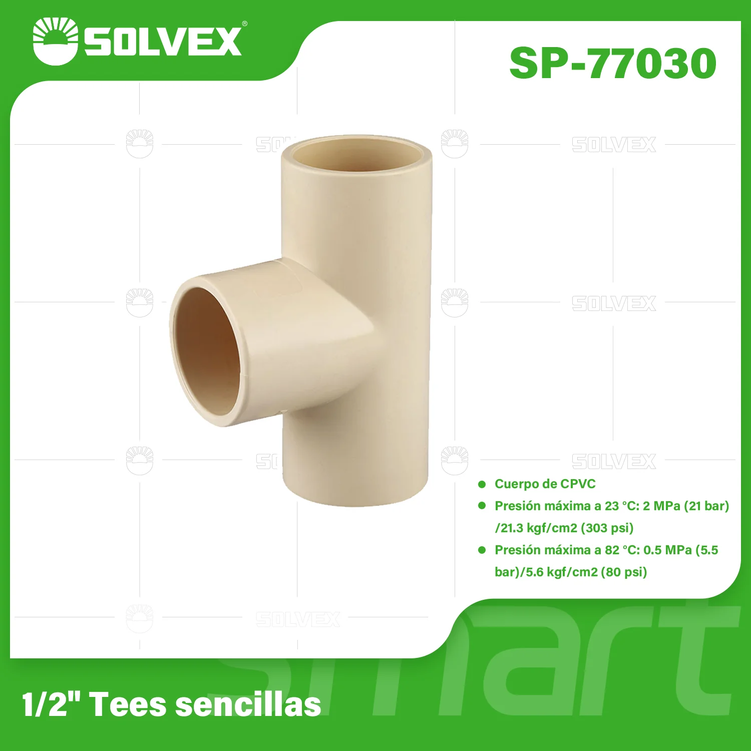Tees CPVC. Conectores En T Para Agua Caliente Y Fría. Unión Termofusión. - Image 2
