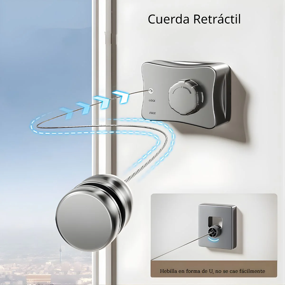 Tendedero De Ropa Retráctil De Pared 5.1 M Gris, Cuerda De Acero Inoxidable Ajustable Resistente Al Viento. Ahorrador De Espacio. Rack Para Secar Ropa. - Image 4