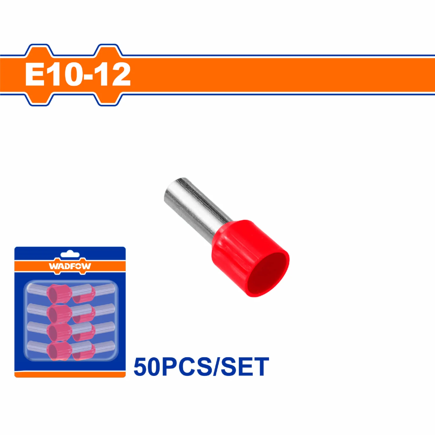 Terminales Conectores Para Cables Eléctricos E10-12 Set 50 Pzas Color Rojo Crimpado Eléctrico.