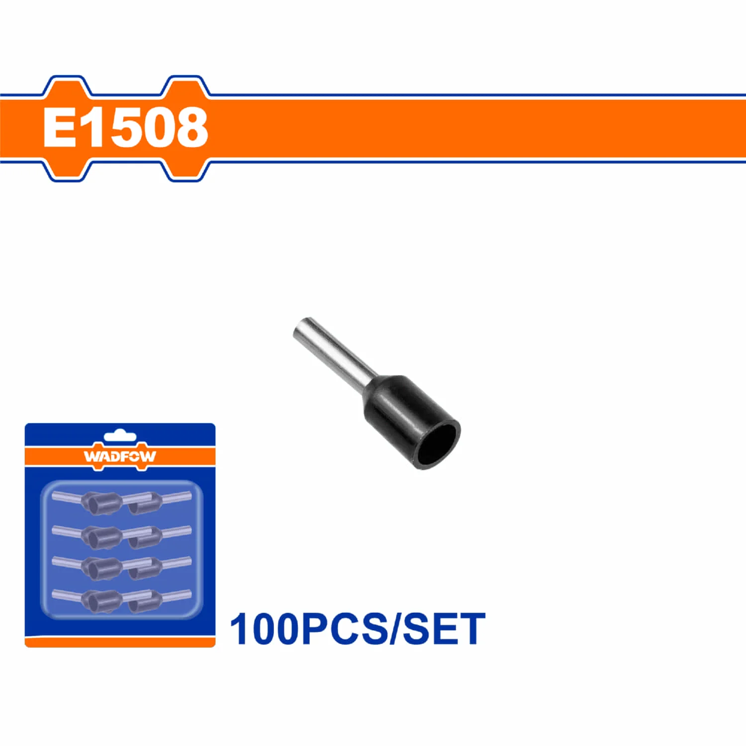 Terminales Conectores Para Cables Eléctricos E1508 Set 100 Pzas Color Negro Crimpado Eléctrico.