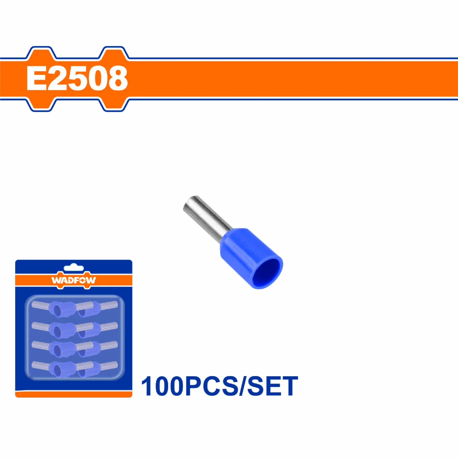 Terminales Conectores Para Cables Eléctricos E2508 Set 100 Pzas Color Azul Crimpado Eléctrico.