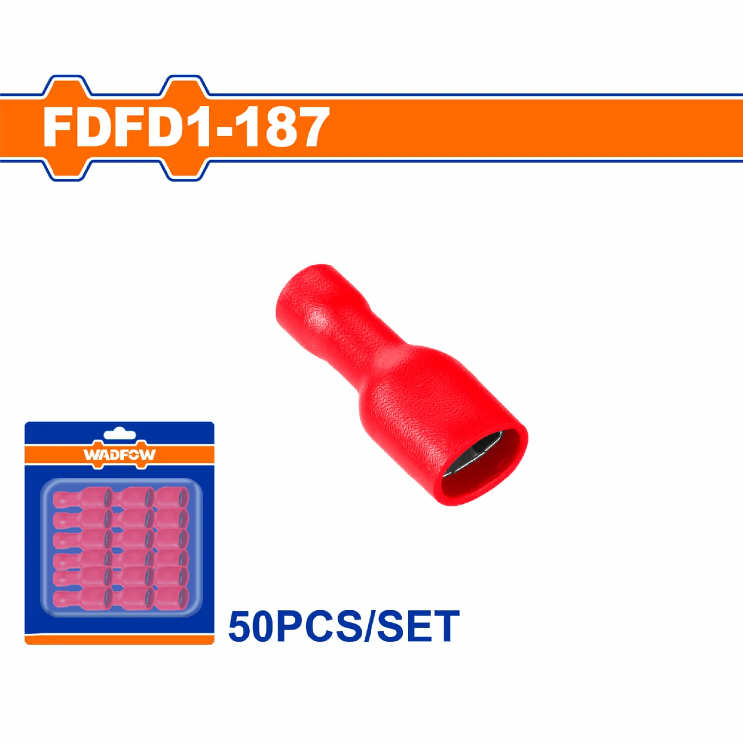 Terminales Conectores Para Cables Eléctricos FDFD1-187 Set 50 Pzas Color Rojo Crimpado Eléctrico.