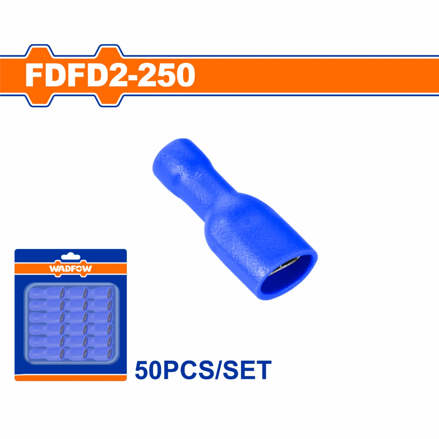 Terminales Conectores Para Cables Eléctricos FDFD2-250 Set 50 Pzas Color Azul Crimpado Eléctrico.