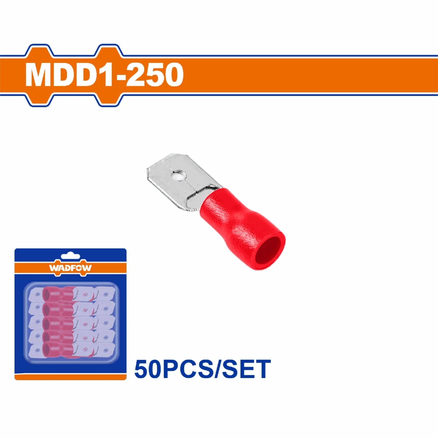Terminales Conectores Para Cables Eléctricos MDD1-250 Set 50 Pzas Color Rojo Crimpado Eléctrico.