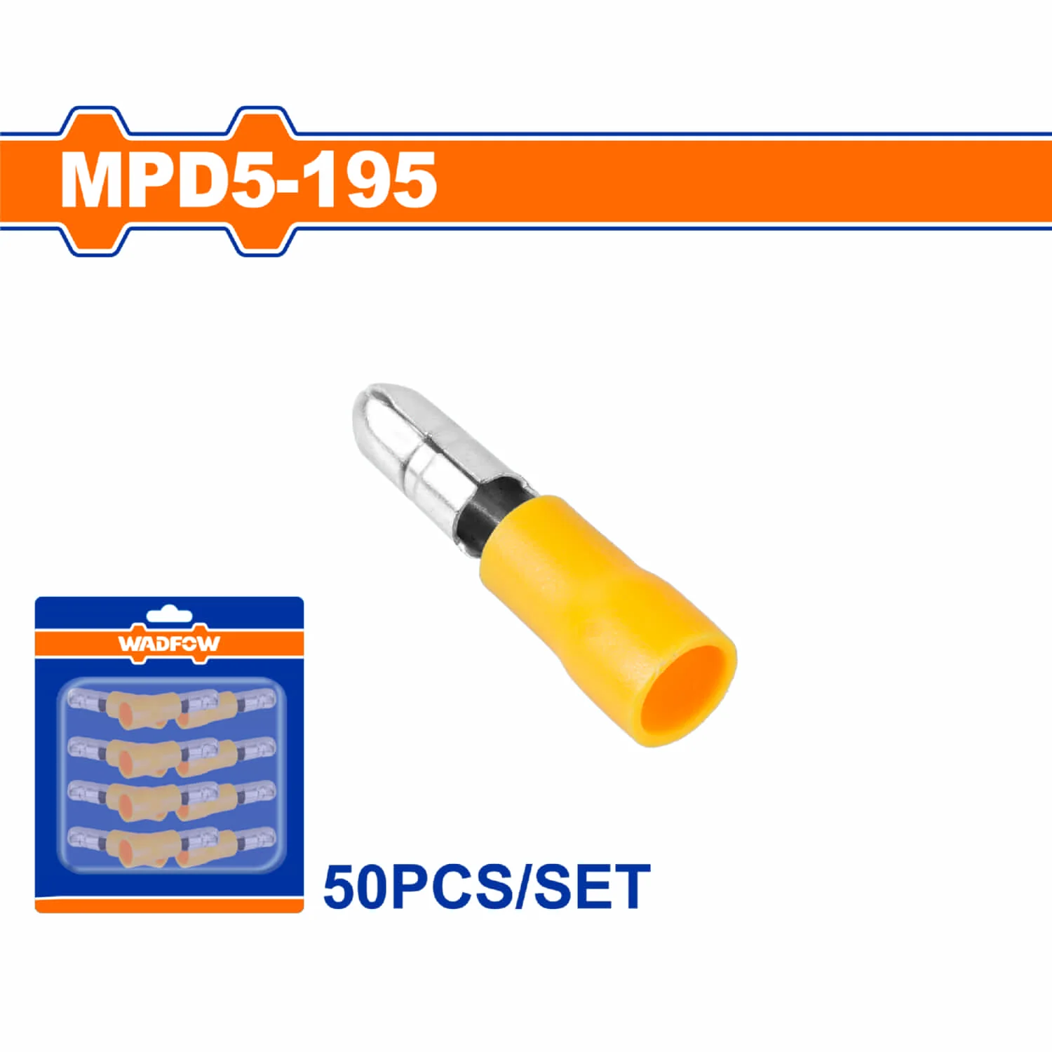 Terminales Conectores Para Cables Eléctricos MPD5-195 Set 50 Pzas Color Amarillo Crimpado Eléctrico.