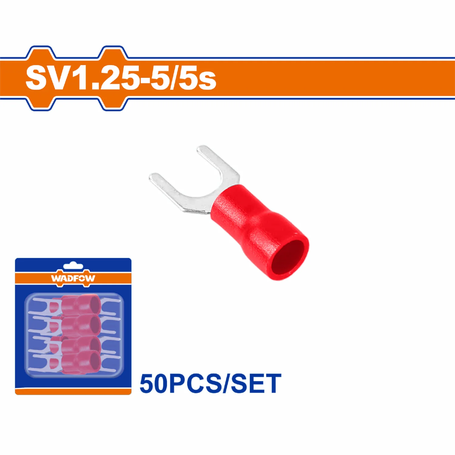 Terminales Conectores Para Cables Eléctricos SV1.25-5 Set 50 Pzas Color Rojo Crimpado Eléctrico.